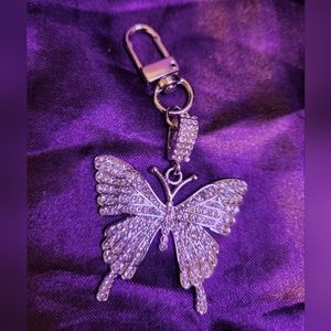 Silver Rhinestone Butterfly Bag Charm/Keychain